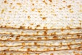 Close view of the edges of matzo crackers