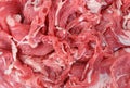 Close view of fresh shredded beef