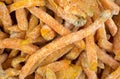 Close view frozen sweet potato french fries
