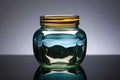 close view of glass cupping jar side on a reflective surface Royalty Free Stock Photo