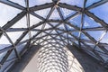 close view of glass domed steel structured window from below Royalty Free Stock Photo