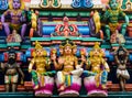 Close view of the gopuram tower of Kapaleeshwarar Temple, Mylapore, Chennai, India