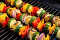 close view of grill marks on a vegetable kabob