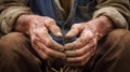 Close view of hands belonging to a farmer