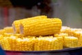 A close view of the homemade Golden corn cob on the table. Delicious and healthy food close-up Royalty Free Stock Photo