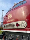 Close view of an iconic diesel locomotive 225-247 from the German Bahn