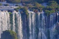 Close view of Iguazu Falls, Cataratas Foz Do Iguacu, waterfalls of the Iguazu River, Brazil