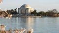 Close view of the jefferson memorial on a calm spring afternoon