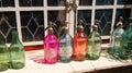 Old colorful soda siphon outside an antiques shop in Uribelarrea