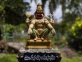 Close view of Lord Sri Yoga narasimha swamy idol isolated in Natural rock garden in Tirumala Royalty Free Stock Photo