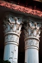 Close view of mansionÃ¢â¬â¢s pillar or vertical structure of cemented wall post. Creative art on the two column of a beautiful palace Royalty Free Stock Photo