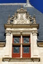 Mullioned window of the interior facade west side of the castle of Azay-le-Rideau Royalty Free Stock Photo