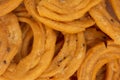 Close view of murukku which is a popular south indian savoury. Indian sweet and savoury prepared during festivals