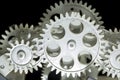 Close view of old clock mechanism with gears and cogs. Royalty Free Stock Photo