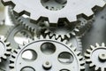 Close view of old clock mechanism with gears and cogs. Royalty Free Stock Photo