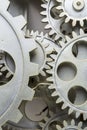 Close view of old clock mechanism with gears and cogs. Conceptual photo for your successful business design. Royalty Free Stock Photo