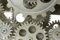 Close view of old clock mechanism with gears and cogs. Conceptual photo for your successful business design. Royalty Free Stock Photo