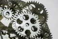 Close view of old clock mechanism with gears and cogs. Conceptual photo for your successful business design. Royalty Free Stock Photo