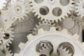 Close view of old clock mechanism with gears and cogs. Conceptual photo for your successful business design. Royalty Free Stock Photo