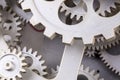 Close view of old clock mechanism with gears and cogs. Conceptual photo for your successful business design.