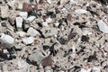 Close view of old construction debris and demolition waste.