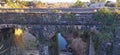 Close view of old railway bridge over river in India. Royalty Free Stock Photo