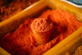 Close View Of Powdered Paprika Spice Bright Red Fragrant Seasoning