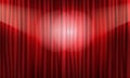 Close view of realistic red curtain. Vector illustration. Royalty Free Stock Photo