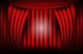 Close view of a red velvet curtain. Theater background Vector illustration Royalty Free Stock Photo