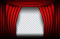 Close view of a red velvet curtain. Theater background Vector illustration, Teathre stage isolated Royalty Free Stock Photo