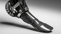 A close view reveals the advanced materials and construction of a modern prosthetic leg designed for mobility and Royalty Free Stock Photo