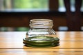 close view of a rounded glass cupping jar base Royalty Free Stock Photo