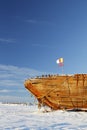 Close view of the shipwreck remains of the Maud, Cambridge Bay Nunavut