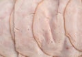 Close view of slices of oven roasted turkey breast luncheon meat Royalty Free Stock Photo