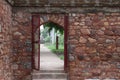 close of view of the soil Stone wall with gate