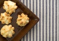 Close view of sugar free coconut macaroons on small plate Royalty Free Stock Photo