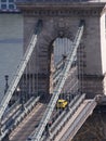 A close view of Szechenyi Chain Bridge over Danube, Budapest, Hungary at daytime from the castle Royalty Free Stock Photo