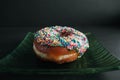 Close view at tasty donuts on a dark background Royalty Free Stock Photo