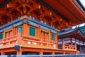 The close view of Three-story Pagoda Sanju-no-to and Kyo-Do of Kiyomizu-dera Temple. Kyoto. Japan Royalty Free Stock Photo