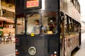 Close view to traditional tram in Hong Kong