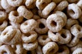 Close view of toasted oat cereal massed together