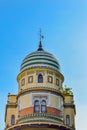 Close view of the top of the Edificio de La Adriatica in a sunny day, Sevilla