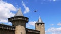 Top of the the towers of the city of carcassonne