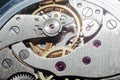 Close view of a vintage beautiful watch mechanism Royalty Free Stock Photo