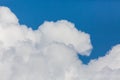 Close view white banked up cumulus cloud, blue sky Royalty Free Stock Photo