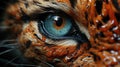 Close view of a wild animal tiger\'s eye with pupil