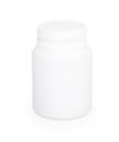 Close white plastic medical container for pills