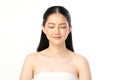 Close your eyes., Beautiful young asian woman with clean fresh skin on white background, Face care, Facial treatment, Cosmetology Royalty Free Stock Photo