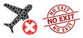 Closed Airplane Star Mosaic and No Exit Scratched Rubber Stamp Royalty Free Stock Photo