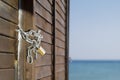 Closed beach hut